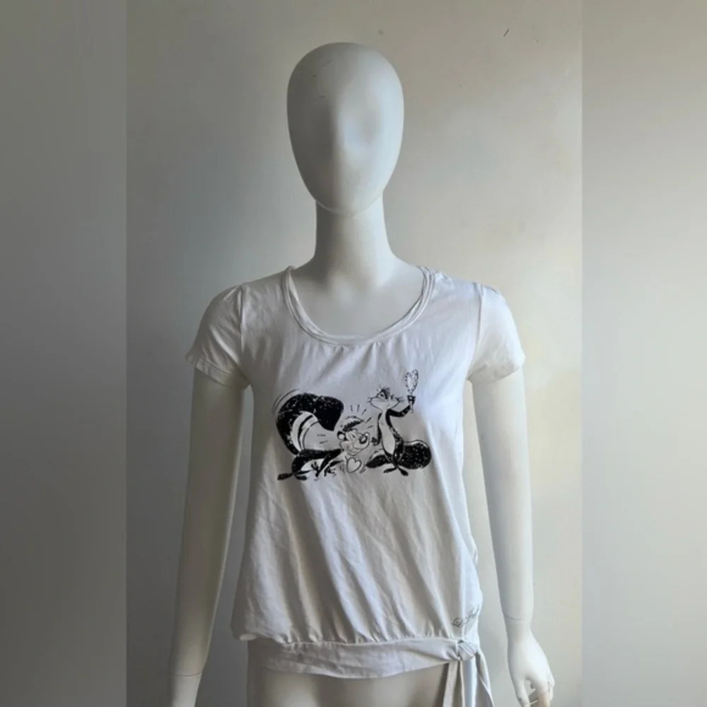 Y2K Liu Jo Looney Toons graphic novelty print baby tee top white size Large
